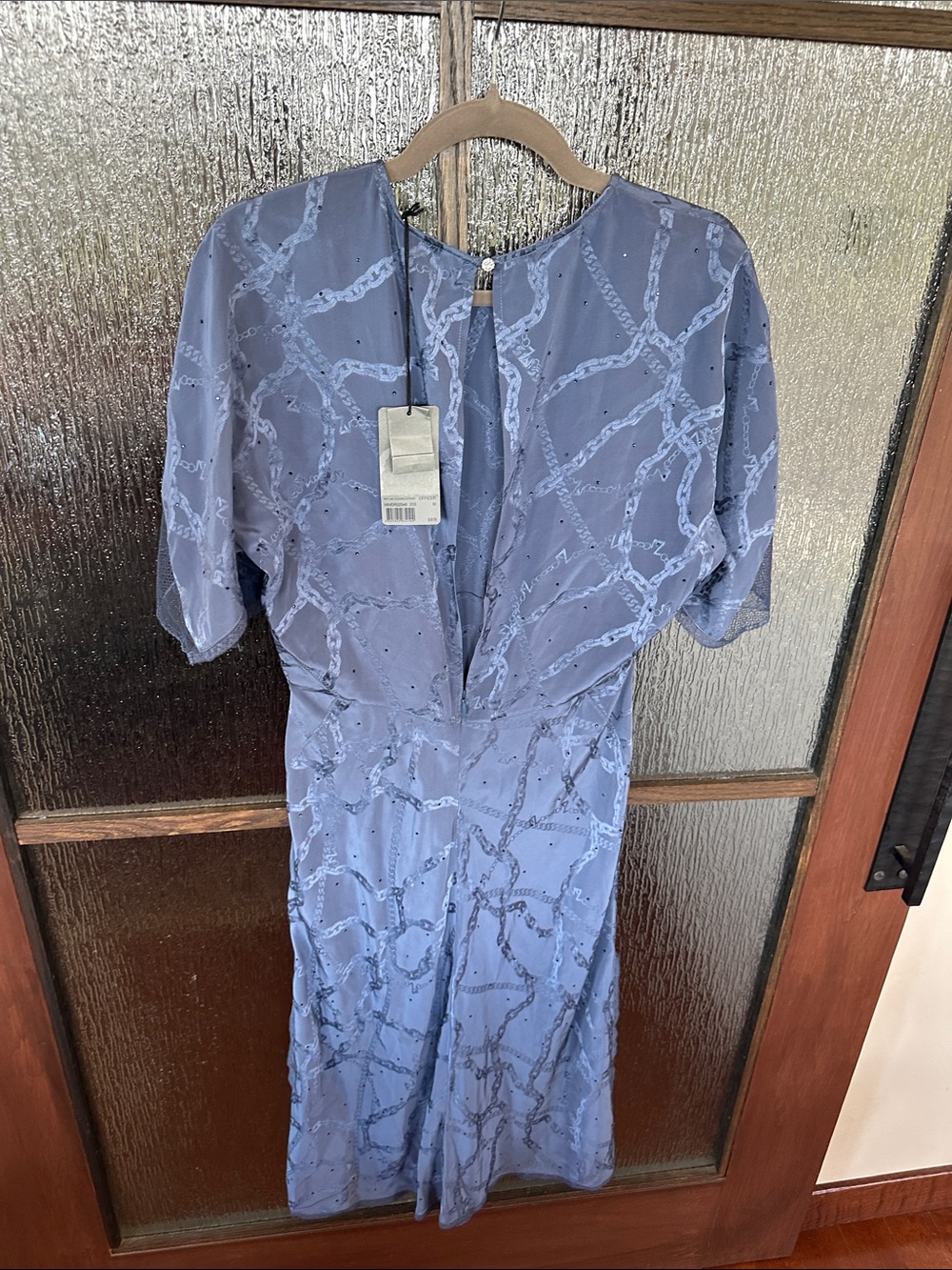 Zadig & Voltaire Rey Silk Mid-Length Dress Slate Blue Printed Sz Medium - Picture 11 of 13
